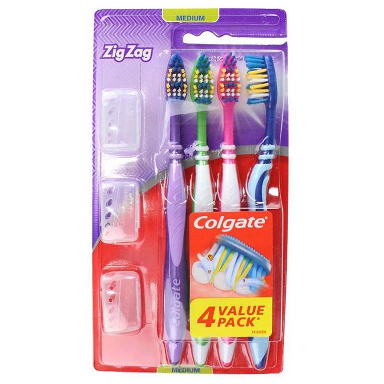 Colgate Toothbrushes Zig Zag Soft and Medium, 4pk, Assorted