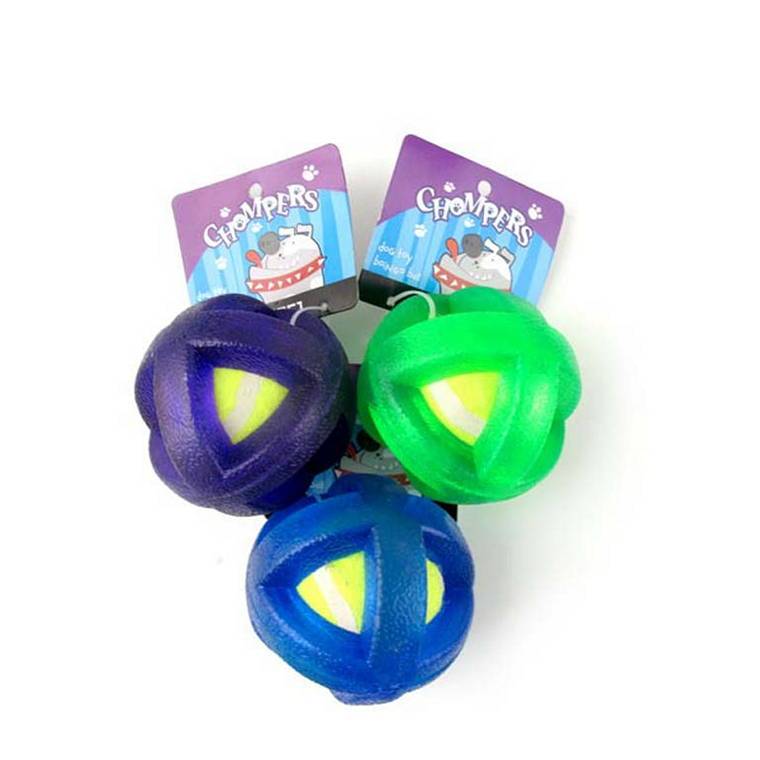 Dog Toy Boingo Ball, 3 Assorted Colours Green, Blue, Purple, 7.5cm