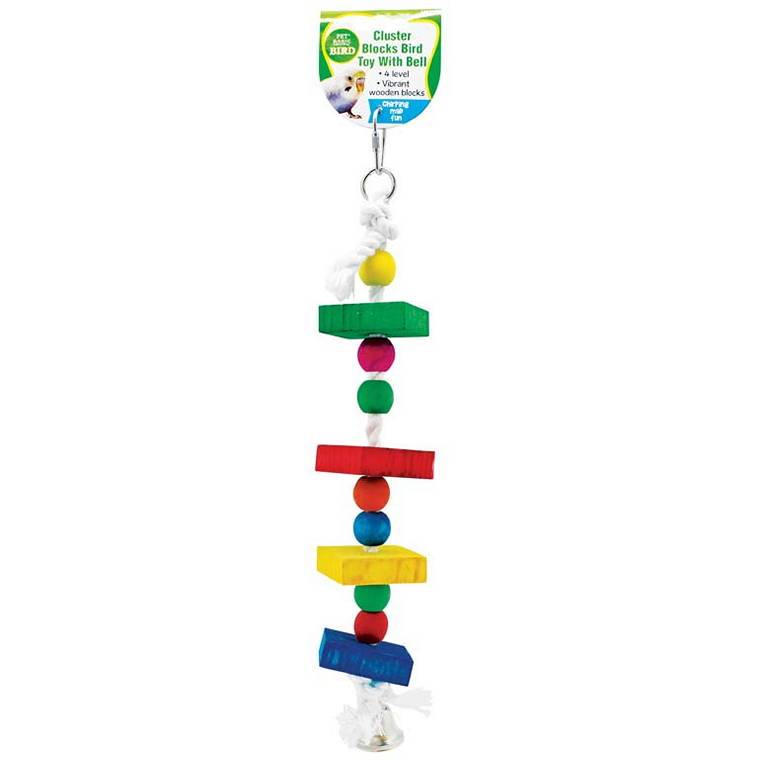 Bird Toy 4 Level Cluster Blocks  with Bell