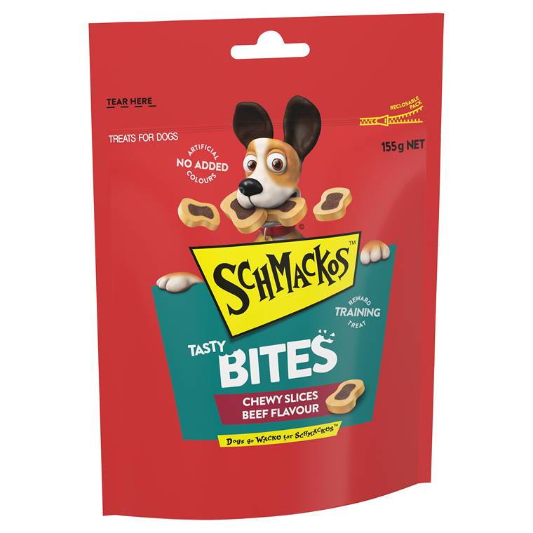 Schmackos Tasty Bites Chewy Slices Beef, 155g