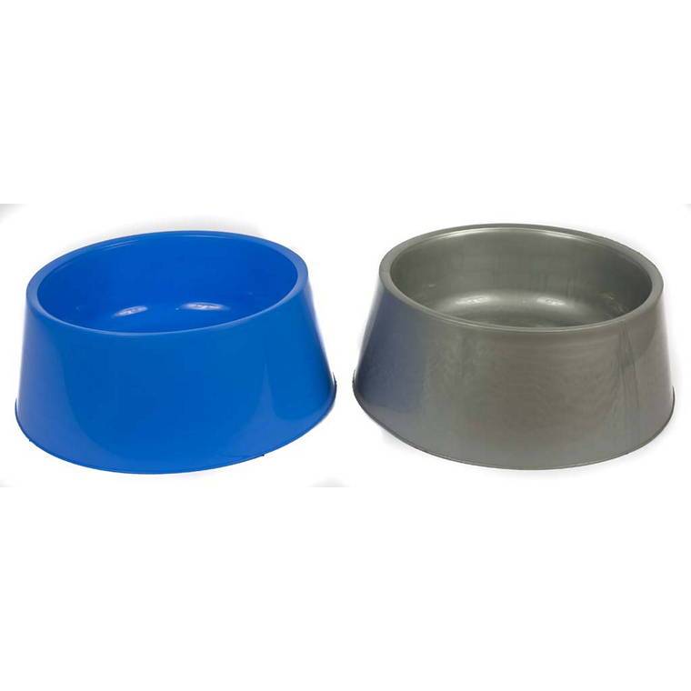 Dog Bowl, Plastic, 25X12cm, 3 Assorted, Silver/Navy/Blue