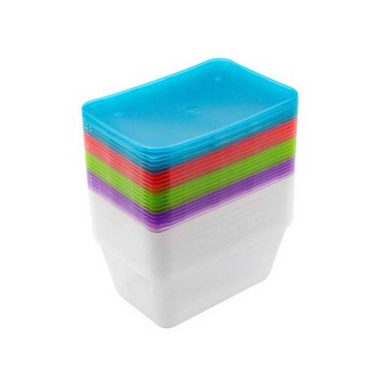 Meal Prep Food Containers, Coloured Lids, 20pk, 1000ml