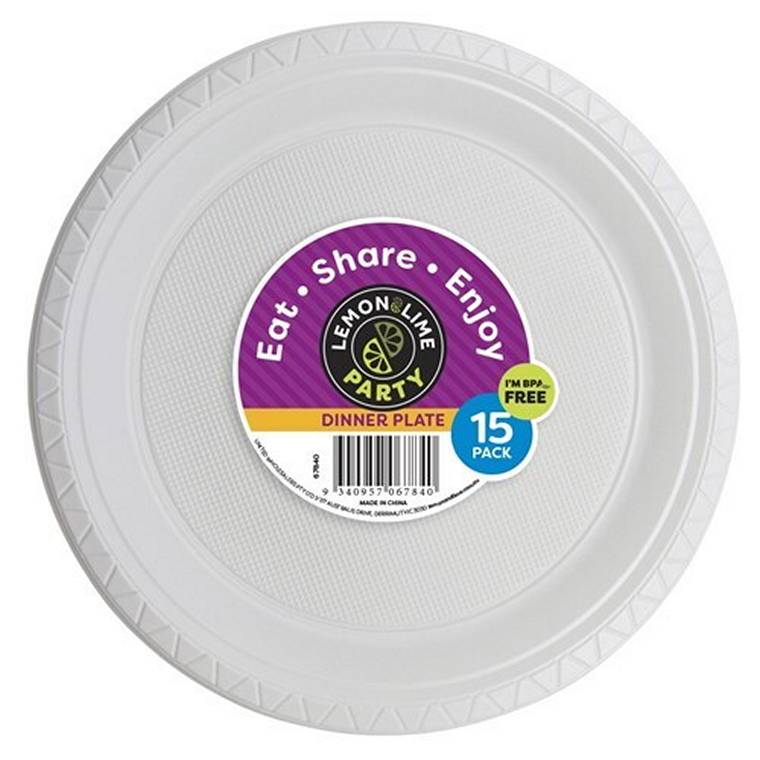 LandL Party Dinner Plate White 15Pk 23Cm