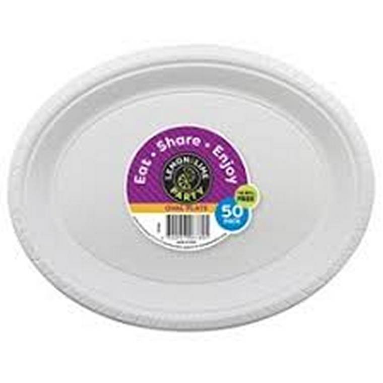 LandL Party Oval Plate White 50Pk 27X21Cm