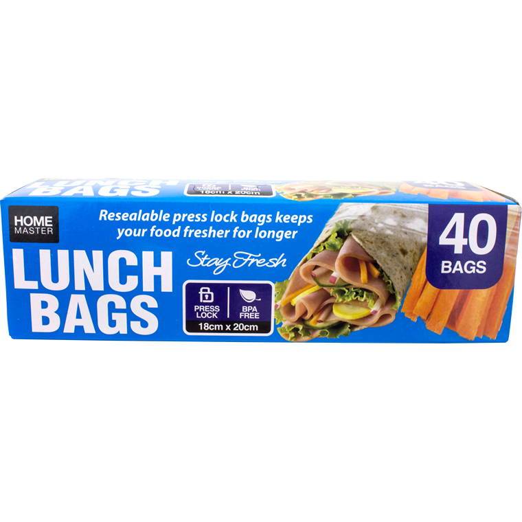 Lunch Bag, Reusable, Snap Lock, 18X20cm, 40pk