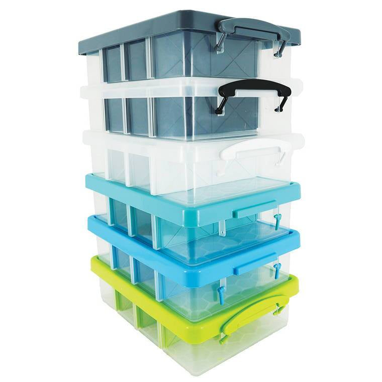 Craft Storage Container with 3 X Divider, 2 X Clip Locks, Assorted Colours