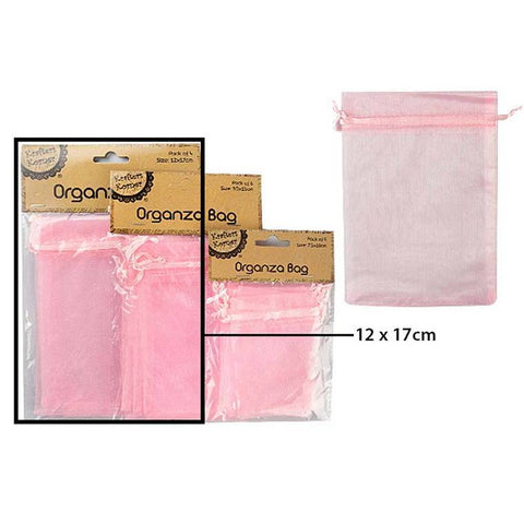 Organza Bag, Pink, 4pk