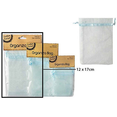 Organza Bag, Light Blue, 4pk