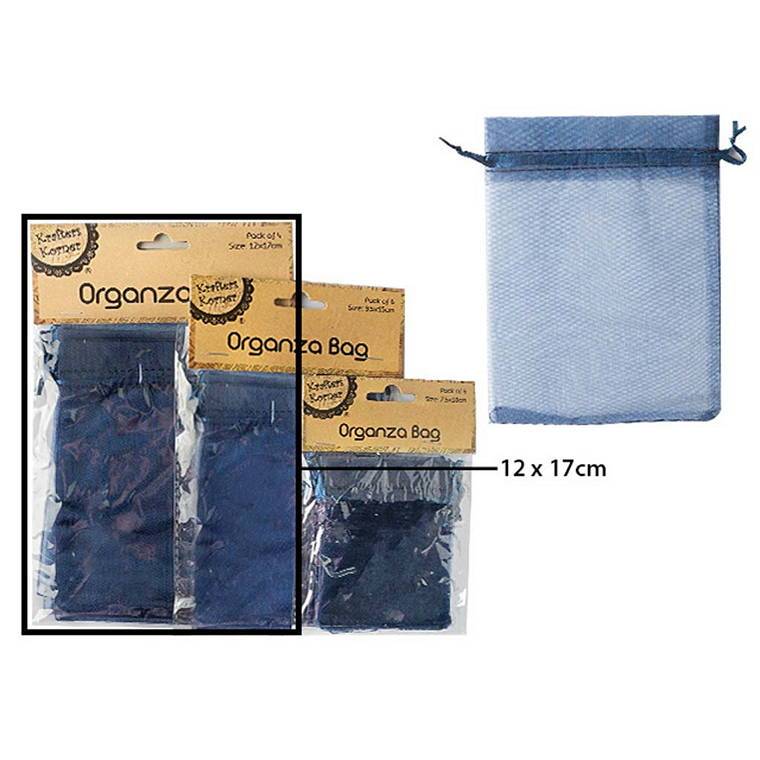 Organza Bag, Navy, 4pk