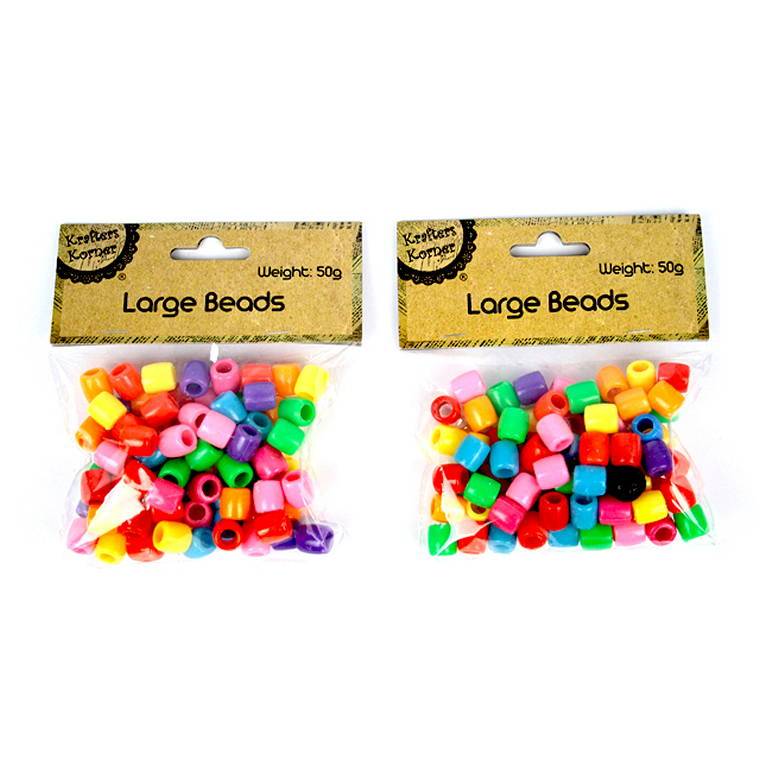 LARGE BEADS, 50gm, Asst Clrs