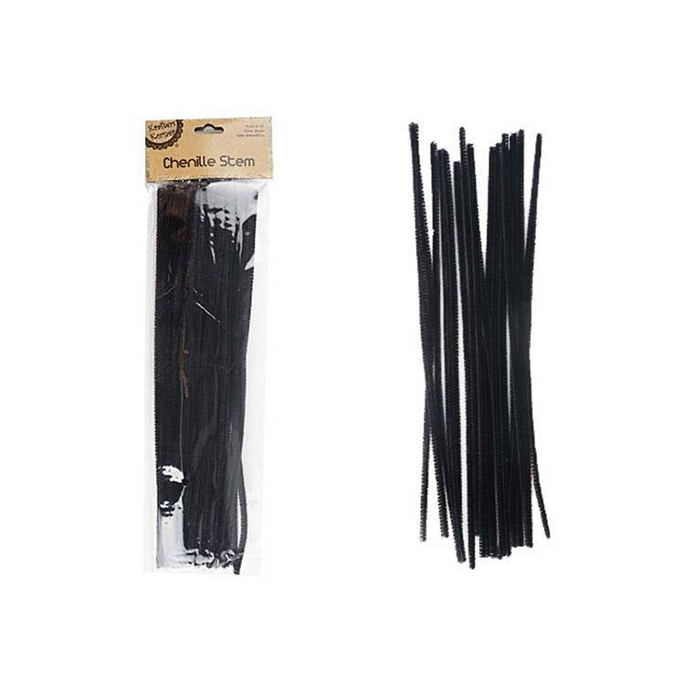 Chenille Stems, Black, 50pk