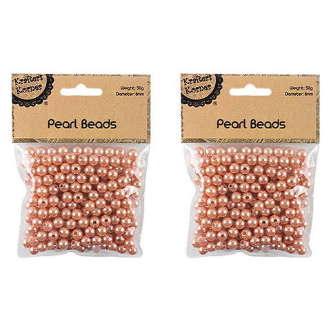 Rose Gold Pearl Beads, 8mm