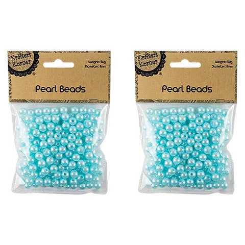 Light Blue Pearl Beads, 8mm