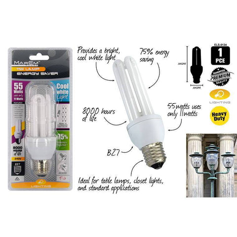 Energy Saver Lights. Cool White, 55W/11W Screw