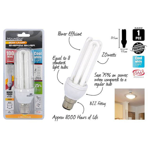 Energy Saver Lights, Cool White, 100W/20W Pin