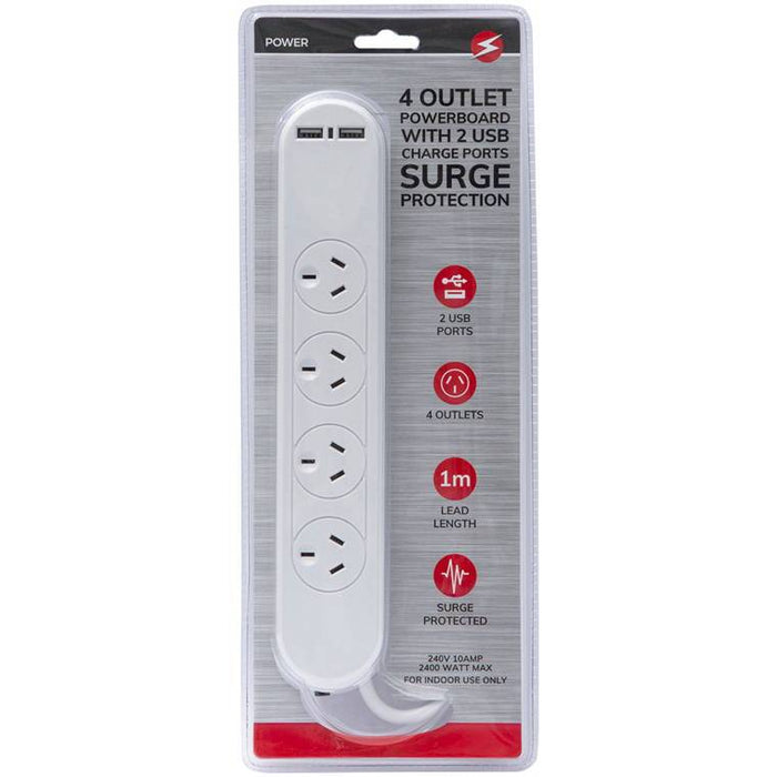 5 Outlet 2 USB Powerboard with Surge Protection