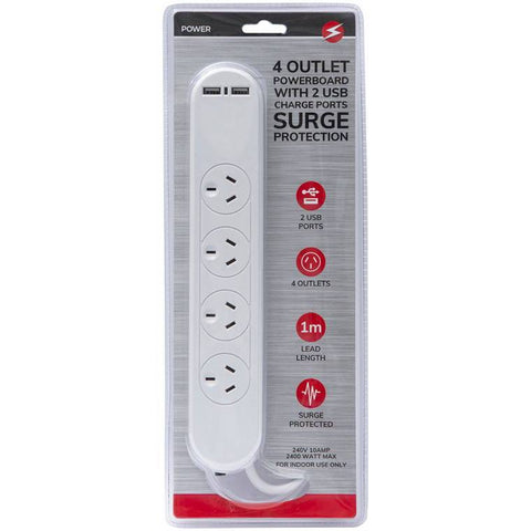 5 Outlet 2 USB Powerboard with Surge Protection