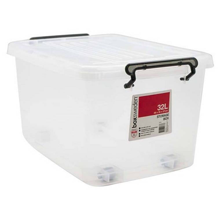 Storage Box, Heavy Duty, High, Transparent, 32L