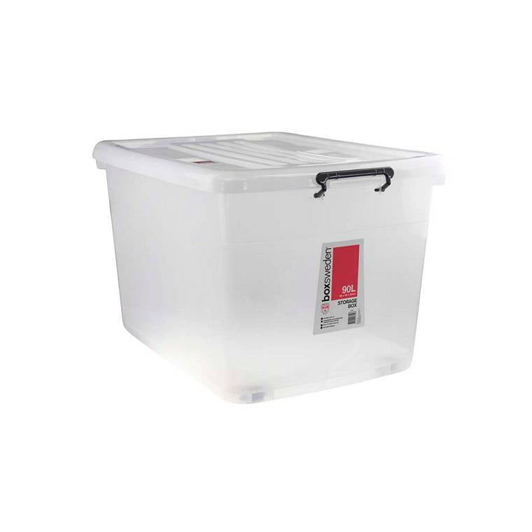 Storage Box, Heavy Duty, High, Transparent 90L