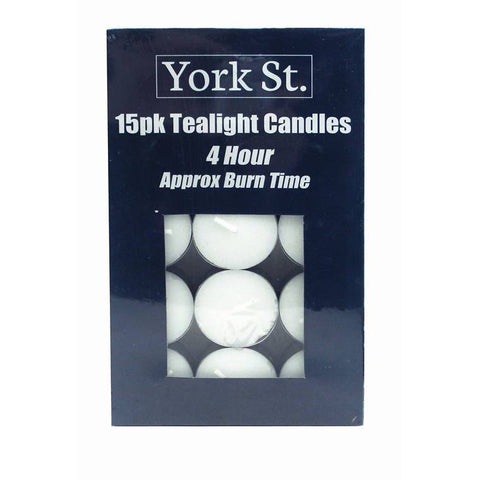 York St Tealight, Unscented, 4 Hours, 15pk