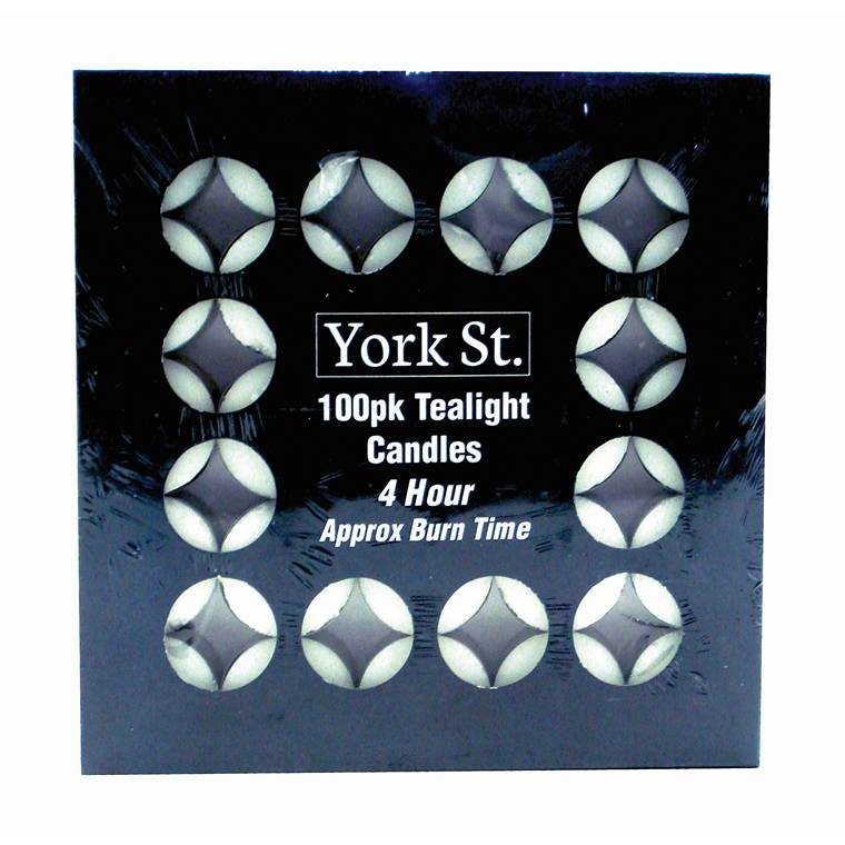 York St Tealight, Unscented, 4 Hours, 100pk