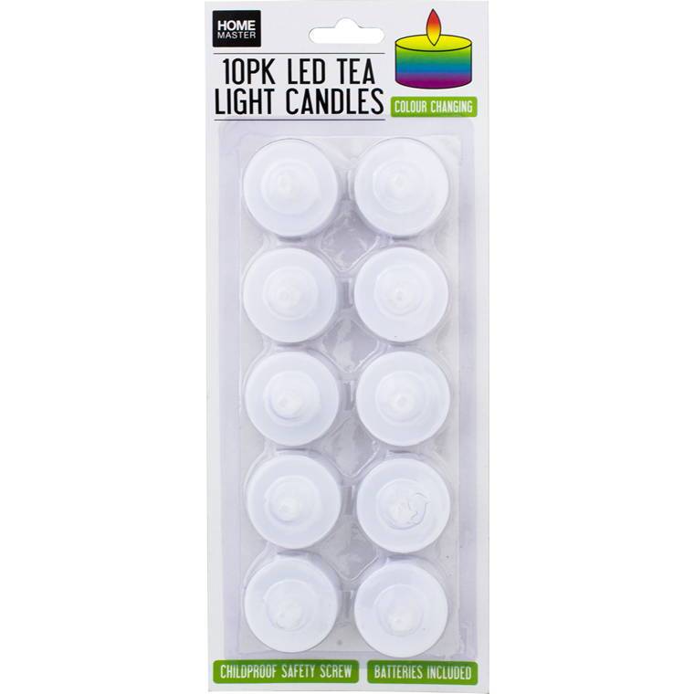 Home Master LED Tealight Candle, Colour Changing, 10pk