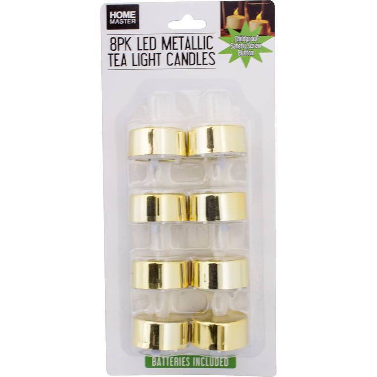 Home Master LED Tealight Candle Metallic, 8pk