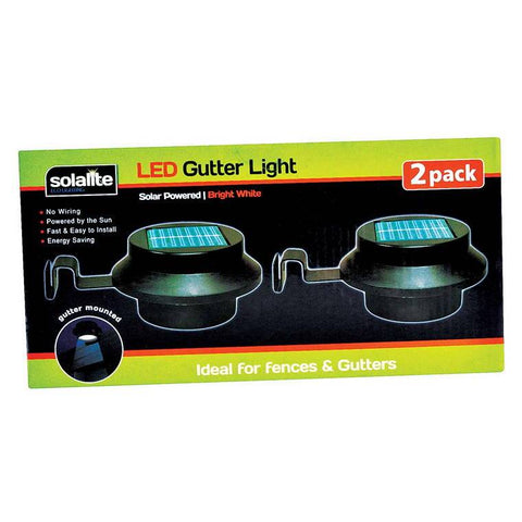 Solar Gutter Light, Black, 2pk