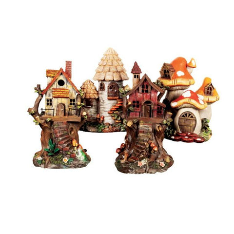 Solar Fairy Houses, 4 Assorted