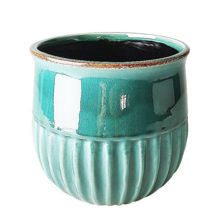 Ridge Glazed Pot, 16.5cm