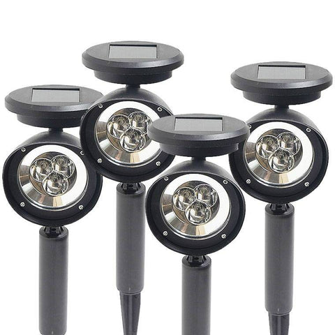 4 Pack Solar Black PP Spot light, 3pc, White LED