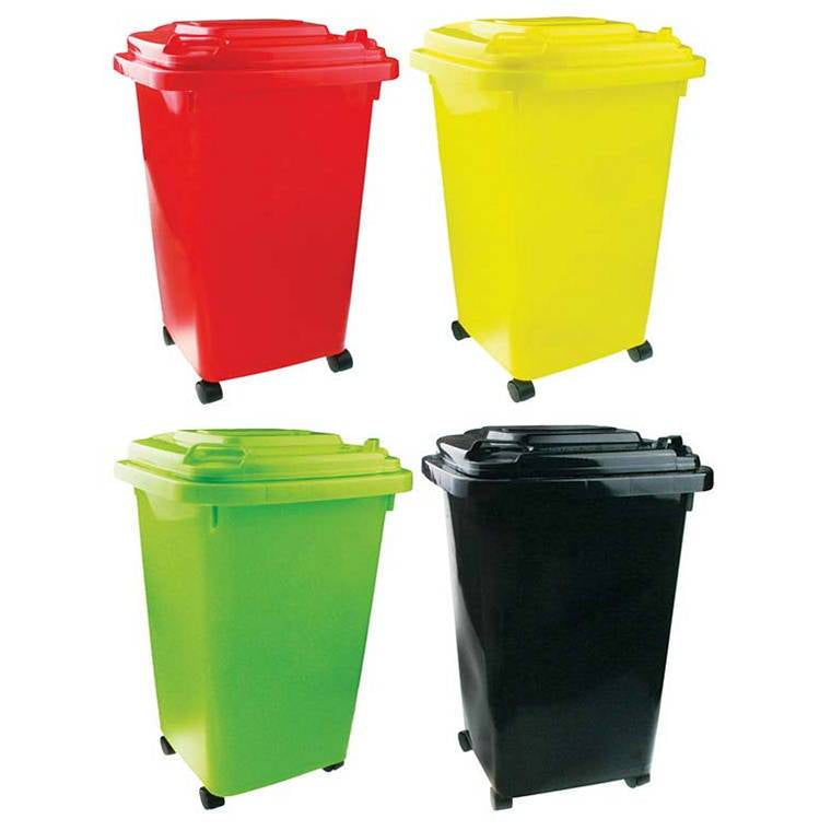 Wheelie Bin, 60L, 4 Assorted