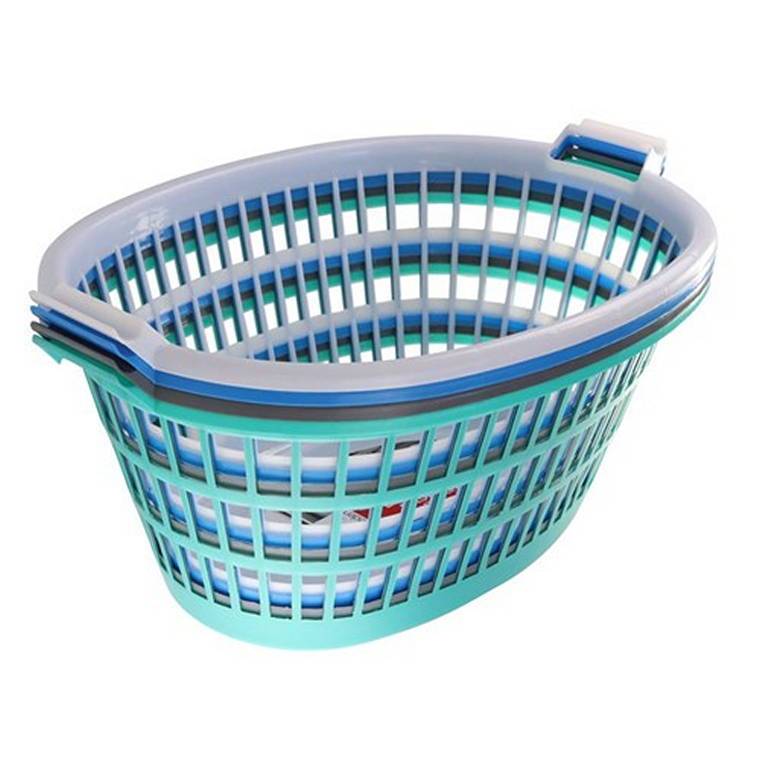 Laundry Basket Oval, 63X43.5X27cm, 4 Assorted