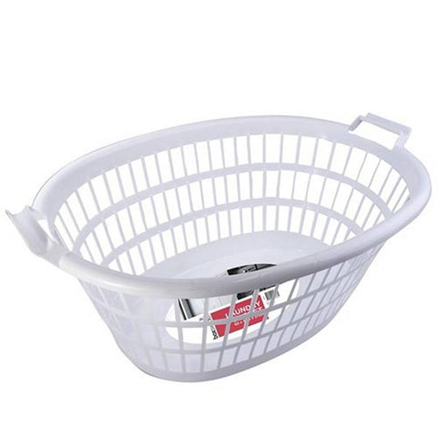 Laundry Basket, Oval, White, 63X43.5X27cm