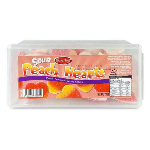 Candylishus Sour Peach Hearts In A Tub, 200g