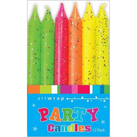 Candle 12Pk 8Cm Fluro Glitter