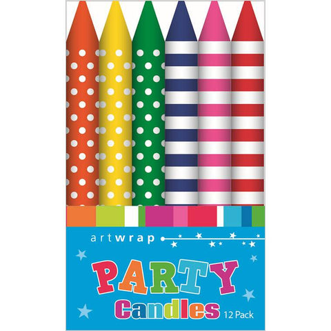 Candle 12Pk 8Cm Printd Brights