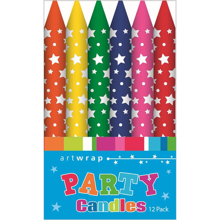 Candle 12Pk 8Cm Printd Stars