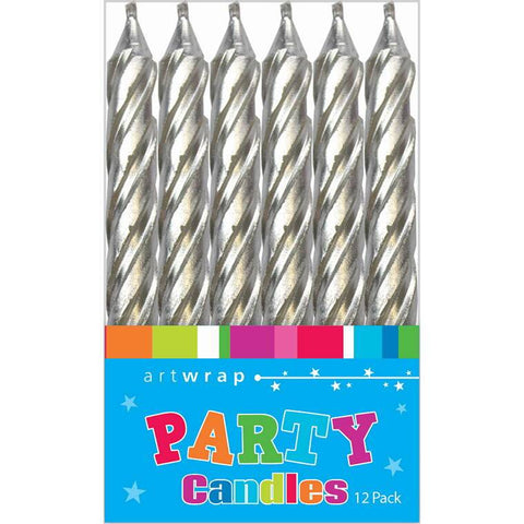 Candle 12Pk 8Cm Spirals Silver