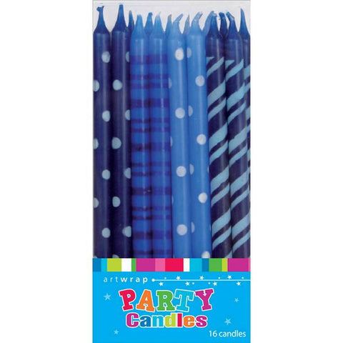 Candle Small Tapered 5Inch 16Pk Blues