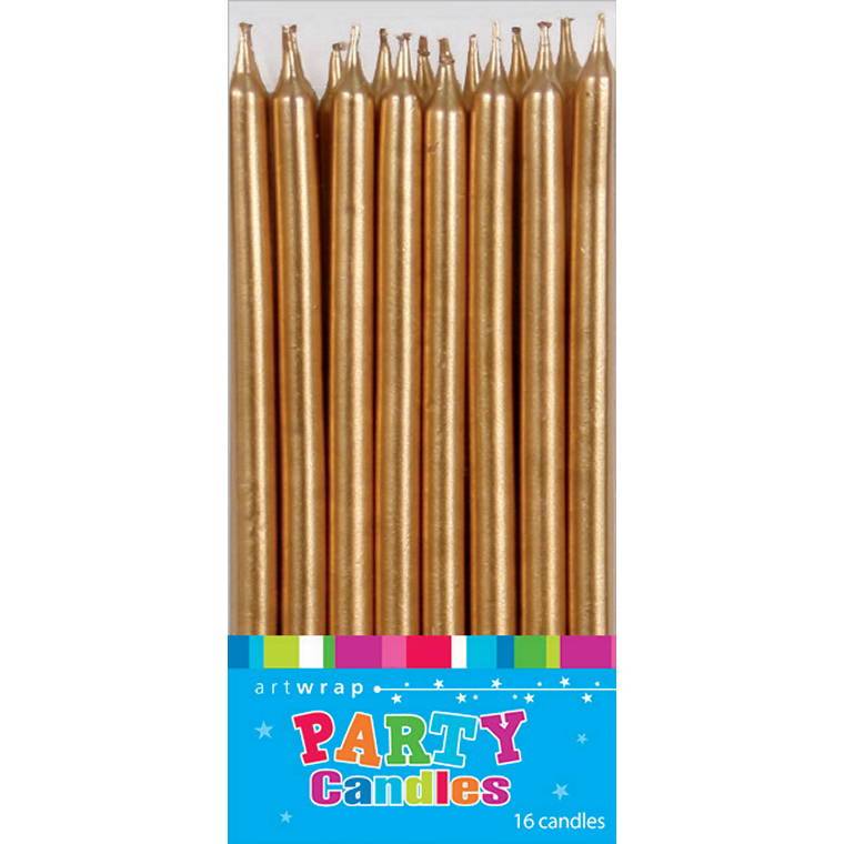 Candle Small Tapered 5Inch 16Pk Gold