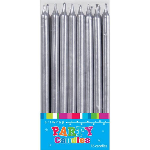 Candle Small Tapered 5Inch 16Pk Silver