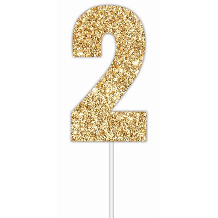 Cake Toper Number Glitter Gold 2