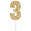 Cake Toper Number Glitter Gold 3