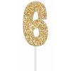 Cake Toper Number Glitter Gold 6