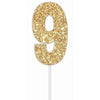 Cake Toper Number Glitter Gold 9