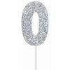 Cake Toper Number Glitter Silver 0