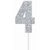 Cake Toper Number Glitter Silver 4