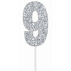 Cake Toper Number Glitter Silver 9