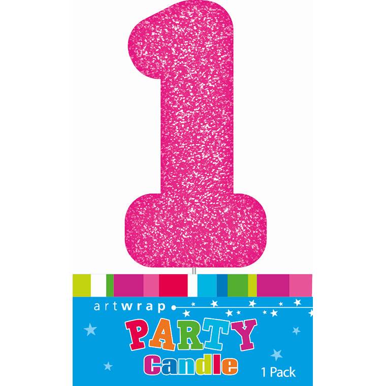 Candle Single Number Glitter Pink 1